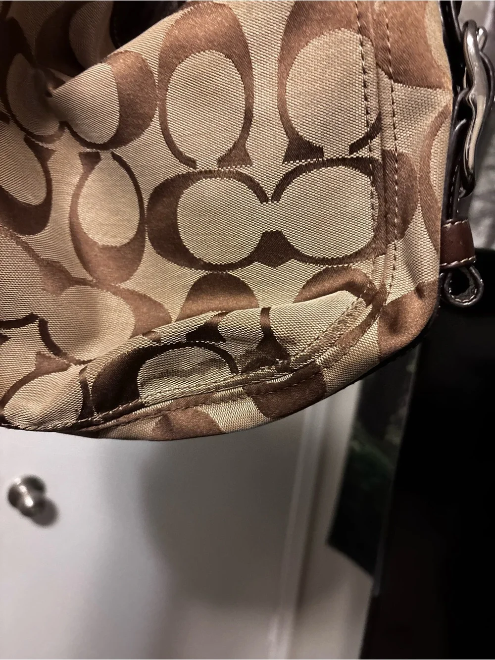 Designer-Style Brown Monogram Hobo Bag